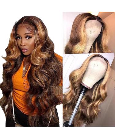 Bele Ombre 4/27 Body Wave Highlight Lace Front Wig 16 Brazilian Virgin Human Hair 150% Density Pre-Plucked Glueless T-Part 427BW - Buy Online on GoSupps.com
