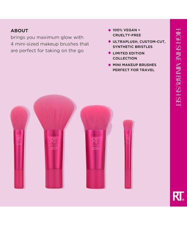Real Techniques Limited Edition High Shine Mini Brush Kit - 4 Piece Travel Size Set for Liquid & Powder Makeup Coverage - Buy Online on GoSupps.com