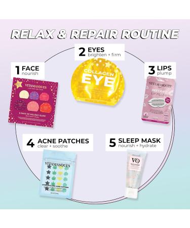 6 Days of Glow Face Mask Set by Vitamasques | Vegan-Friendly Beauty Masks - 6-Piece Sheet Sleeping & Peel Off Masks Paraben-Free - International Shipping Available - Buy Online on GoSupps.com