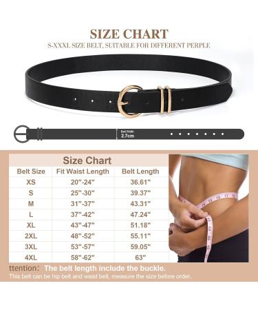 XZQTIVE 2 Pack Women Plus Size Leather Belts - Black Cowhide Waist Belt for Jeans Pants Dress - X-Large (42-47) - Solid Pin Buckle - Buy Online on GoSupps.com