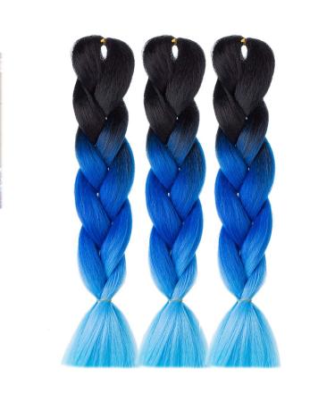 LDMY Jumbo Braiding Hair Extensions - Ombre Two Tone Black Blue 6pcs/Pack 100g Each - Perfect for Stylish Hairstyles - Buy Online on GoSupps.com