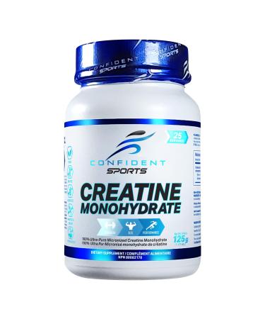 CONFIDENT SPORTS - Creatine Powder - 100% Ultra-Pure Micronized Creatine Monohydrate - Pharmaceutical Grade Creatine 125 Gram 25 Servings 25 Servings (Pack of 1)