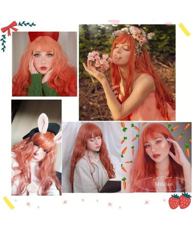 ColorfulPanda Long Orange Wavy Hair Wig - Perfect for Anime Cosplay and Halloween Parties | Synthetic Women's Wig in Ginger Color - Buy Online on GoSupps.com