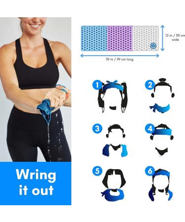 3 Pack Cooling Towels - Lightweight Microfiber Towel for Gym, Workout, Sport & Sweat - Quick Dry Towel for Body, Neck & Face - Ideal for Work, Travel, Camping, Swimming, Beach & Hot Weather - Men & Women - Blue/Gray/Purple - Buy Online on GoSupps.com