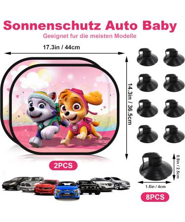 Dog Patrol Sun Protection Car Curtains for Kids - 2 Piece Set (43x36 cm) - Suction Cup Window Shades - Pink & Fun Design - Buy Online on GoSupps.com