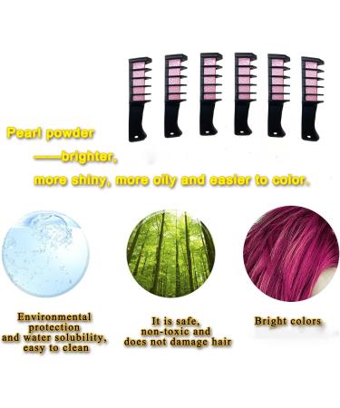 Temporary Hair Chalk Combs - Washable 6 Colors for Kids Aged 4-10 | Perfect Gift for Girls' Birthday, Cosplay, Christmas Parties - Pink - Buy Online on GoSupps.com