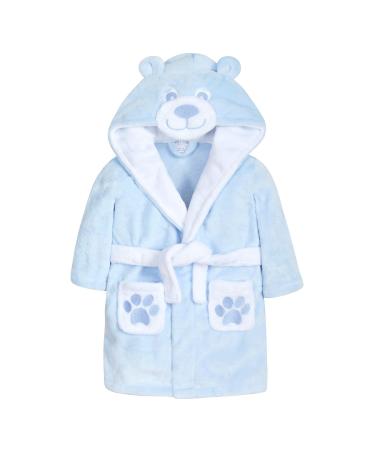 Metzuyan Baby Boys & Girls Teddy Bear Novelty Hooded Dressing Gown with Pockets and Ears 6-12 Months Blue