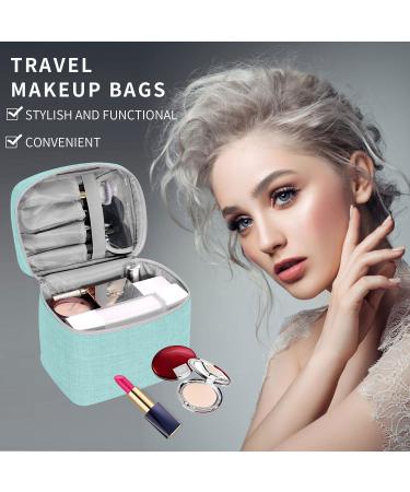 Large Aqua Green Makeup Bag Organizer - Travel Cosmetic Case with Mesh Brush Holder - Buy Online on GoSupps.com