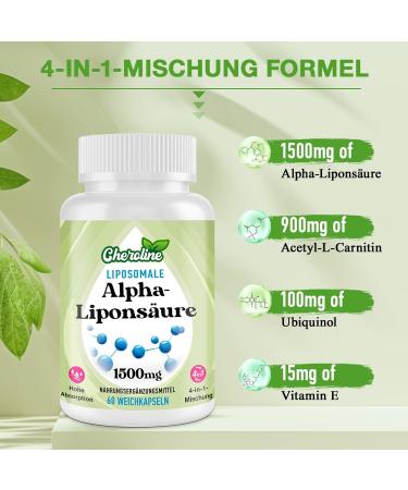 Cheroline Liposomal Alpha Lipoic Acid 1500 mg Soft Capsules | High-Dose ALA & Acetyl-L-Carnitine 900 mg | Ubiquinol 100 mg & Vitamin E 15 mg | Energy Support Supplement (180 Capsules 3-Pack) - Buy Online on GoSupps.com