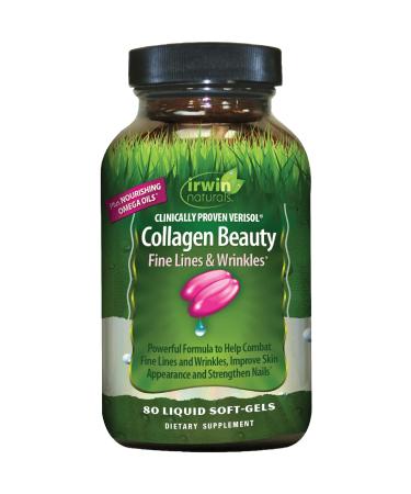 Irwin Naturals Collagen Beauty 80 Liquid Soft-Gels Advanced Skin, Hair & Nail Nourishment