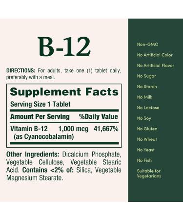 Nature's Bounty Energy & Vitality Bundle: Vitamin B12 1000 Mcg Supplements (200 Count) for Energy Metabolism + Iron 65 Mg Tablets (100 Count) for Cellular Energy & Red Blood Cell Support - Buy Online on GoSupps.com