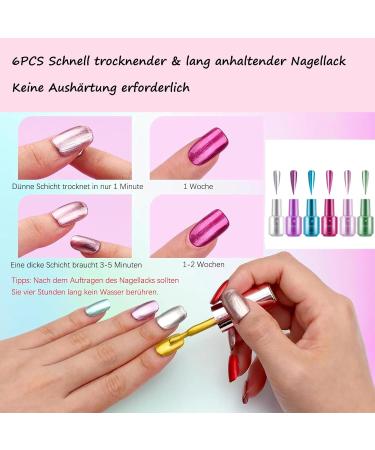 Miiro Glitter Nail Polish Glitter Nail Polish Glimmer Varnish Shiny Shimmer Manicure Varnish 6 Colours - Buy Online on GoSupps.com