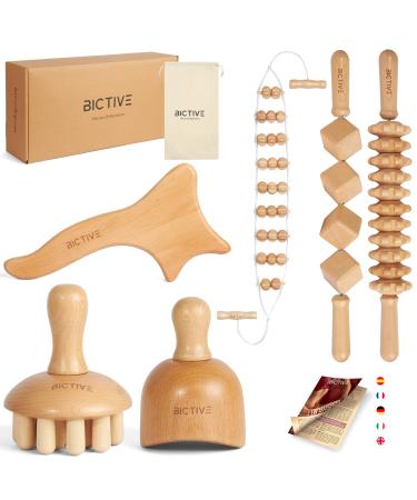 Bictive Professional Maderotherapy set with 6 pieces.Lymphatic drainage device anti -cellulite massager massage roller wood anti -cellulite devices massage cellulite scooter maderotherapy wood - Buy Online on GoSupps.com