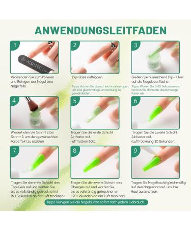 Aokitec 15-Piece Green Glitter Dipping Powder Nail Set | Beginner-Friendly Acrylic Nails | Perfect Gifts for Women | Multicolored Dip Gel Set - Buy Online on GoSupps.com