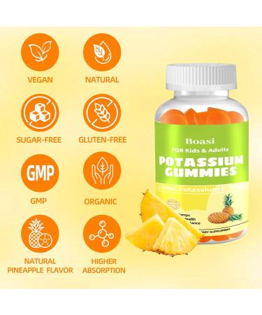 90 Count 1200mg Potassium Chloride Gummies Sugar Free Electrolyte Balance Gummies Muscle Relief & Heart Health Potassium Supplement for Adults Women Men - Buy Online on GoSupps.com