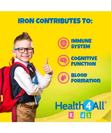 Health4All Kids Iron Chewable Tablets - Vegan Supplement for Learning and Growth Support - 120 Count - Buy Online on GoSupps.com