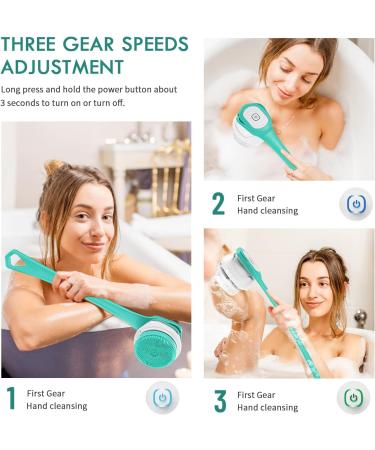 Jhua Rechargeable Electric Body Scrubber with 6 Spin Brush Heads - Waterproof Deep Cleaning Silicone Exfoliating Body Bath Brush for Men and Women - Buy Online on GoSupps.com