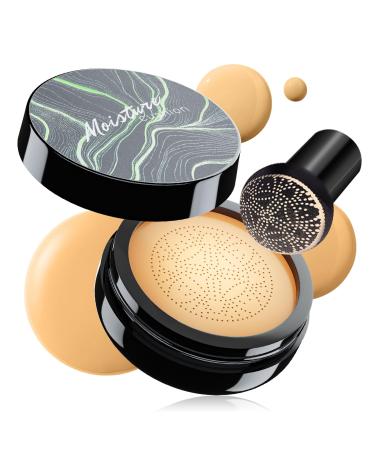 Air Cushion CC Cream - Moisturizing BB Cream Foundation Long-Lasting Waterproof New Mushroom Head Cushion Foundation Concealer for Even Skin Tone (Buff Beige 1 PCS)