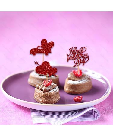 12 Pcs Valentine's Day Cupcake Toppers Glitter Sweet Love Theme Party Dessert Decoration Supplies for Wedding Engagement Bridal Shower Valentine's Day Party Use Valentines Day C - Buy Online on GoSupps.com