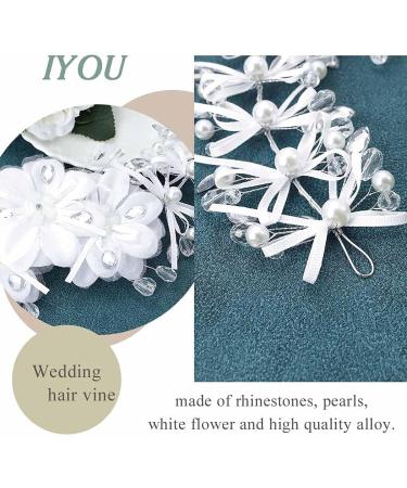 IYOU Princess Rhinestone Wedding Headpiece Silver Floral Pearl Hair Vine Flower Girls Birthday Party Bridal Headband for Women and Girls - Buy Online on GoSupps.com