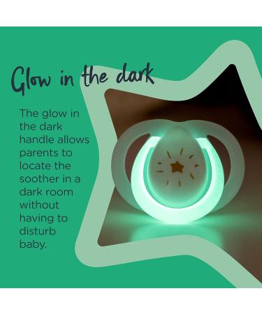 Tommee Tippee Nighttime soother 6-18 months 6 pack of glow in the dark soothers with symmetrical silicone baglet Pink Night - Buy Online on GoSupps.com