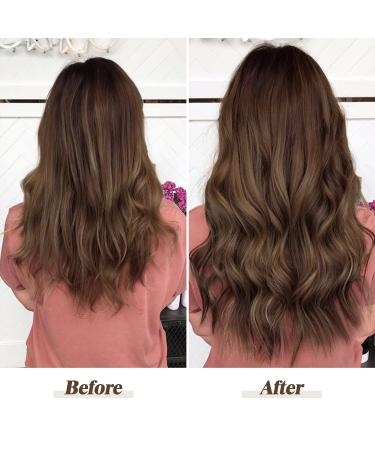 Feshfen 100% Remy Human Hair Clip-In Extensions - 7 Parts Balayage Chestnut Brown & Ash Blonde - 55cm Real Hair Clips for Volume & Length - Buy Online on GoSupps.com