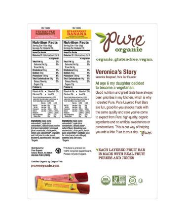 Pure Organic Layered Fruit Bar Variety Pack - 12 Pineapple Passionfruit & 12 Strawberry Banana - 0.63 oz (Pack of 24) - Buy Online on GoSupps.com