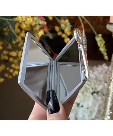 Azi Set of 2 Compact Mirrors - Double Sided Purse Design with Hinge and Flap Open Style - Silver & Purple - Buy Online on GoSupps.com