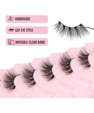 Glowingwin Half Lashes: Cat Eye False Eyelashes, Natural Look, 10 Pairs Corner Lashes, Handmade Reusable Mink Fluffy Lashes - Clear Band Half Lashes-09 - Buy Online on GoSupps.com