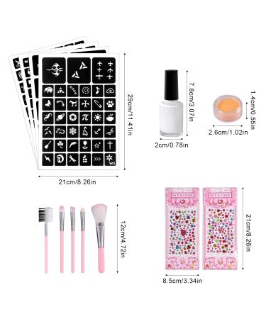 Glitter Tattoo Kit for Kids - 24 Colors, 187 Stencils, 5 Brushes - DIY Arts for Parties & Festivals - Buy Online on GoSupps.com