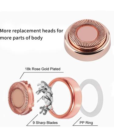 Gift2u Facial Hair Remover Replacement Heads - 6pcs Rose Gold Electronic Shaver Heads with 18K Gold-Plated Blades for Face, Leg, Armpit, Back - Buy Online on GoSupps.com