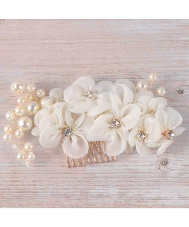 Handmade Bridal Hair Side Comb Clip | Tulle Wedding Headpiece & Accessories - White - Buy Online on GoSupps.com