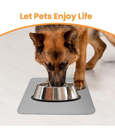 Ptlom Pet Silicone Placemat for Medium and Small Dogs and Cats - Prevent Food and Water Overflow - 13x13 Inch - Grey - Buy Online on GoSupps.com