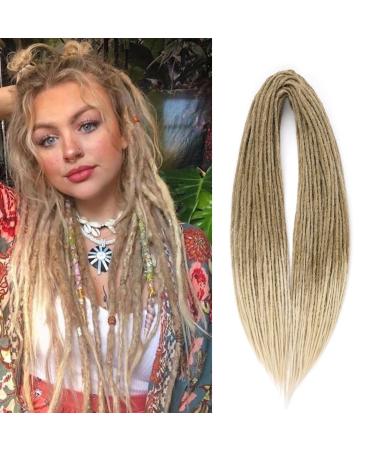 FANWYFYU Straight Double Ended Dreadlock Extensions 24 Inch DE Dreads Full Set Synthetic Hippie Style Dreads 10 Strands Handmade Braid In Dreadlock Extensions (straight 27/613) DE- 24 Inch straight(10 Strands) 27/613