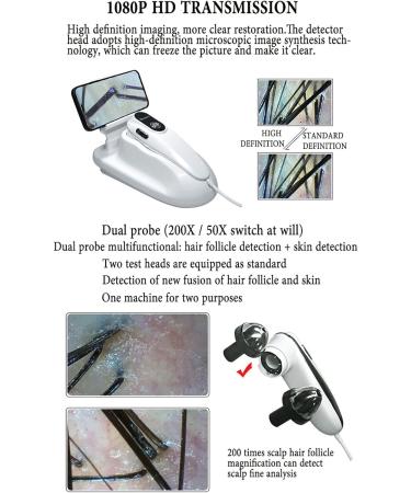 Skin Diagnosis Hair Analyzer 50X/200X Intelligent Dermal Detector for Hair Follicle Testing Analysis Magnifier UV Skin Analyzer Used in Hair Salons and Beauty Salons - Buy Online on GoSupps.com