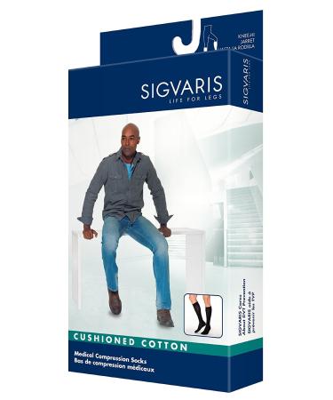 Sigvaris Men  s Motion Cushioned Cotton 360 Closed Toe Calf-High Socks 20-30mmHg