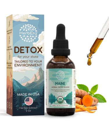 HerbEra Maine Herbal Detox Blend - USDA Organic Extract Made in USA | Immune & Liver Support Liquid Drops | Burdock Dandelion Root Milk Thistle Turmeric Cordyceps | 2 fl oz