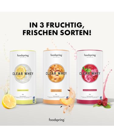 Foodspring Clear Whey Peach-Hibiscus 480g | Refreshing High-Quality Protein Shake - Buy Online on GoSupps.com