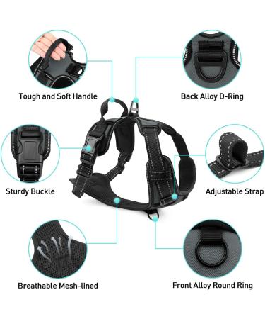 Joytale Large Dog Harness - Reflective Soft Padded Adjustable Breast Harness for Safe Control - Breathable & Comfortable - Gray (1 Pack) - Buy Online on GoSupps.com