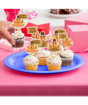 Thanksgiving Turkey Themed Cupcake Toppers 18-PC Set - This is the perfect Thanksgiving turkey party decoration. Gobble up the turkey! - SugarGera 03 - Buy Online on GoSupps.com