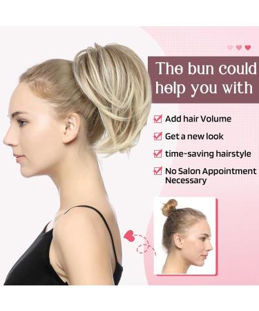 Buy HOOJIH Messy Bun Hair Piece - 9 Inch Claw Clip Ponytail Extension with Bendable Wire - Medium Brown with Blonde Highlights - Perfect for DIY Hairstyles - Buy Online on GoSupps.com