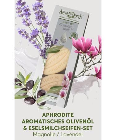 Aphrodite Olive Oil & Donkey Milk Soap Gift Set - Natural Lavender & Magnolia Soaps for Gentle Skin Care (2x85g) - Best International Shipping - Buy Online on GoSupps.com