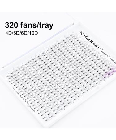 Nagaraku 5D Volume Eyelash Extensions - 320pcs Premade Fans 0.07mm D Curl 9mm Length Narrow Stem - High-Quality Artificial Eyelashes for Stunning Lashes - Buy Online on GoSupps.com