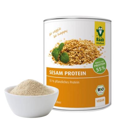 Raab Vitalfood Organic Sesame Protein Powder purely vegetable protein powder with 55% protein organically grown vegan 110 grams