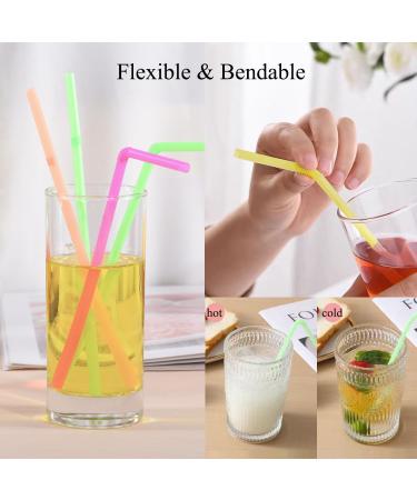 FOREVERIE 100 PCS Regular Plastic Flexible Bendy Straws Disposable for Drinking 0.24 Inch/6mm Diameter 8.27 Inches/21cm Length Soft Semi Clear Multi Light Colors Mix - Buy Online on GoSupps.com