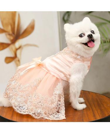 Pet Dog Dress Bowknot Princess Dress Puppy Tutu Skirt Girl Outfit for Dog Cat (L Pink) L Pink - Buy Online on GoSupps.com