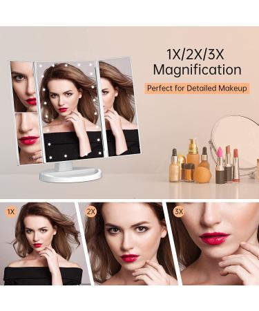 Trifold Makeup Vanity Mirror with Lights and Makeup Brush Set - White | [Your Brand Name] - Buy Online on GoSupps.com