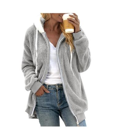 Hanxiulin coat plush jacket hoodie jacket oversize winter coat ceiling hoodie ladies oversize long -sleeved stand -up collar overwranges windproof bladder fleece jacket winter coat fleece jacket