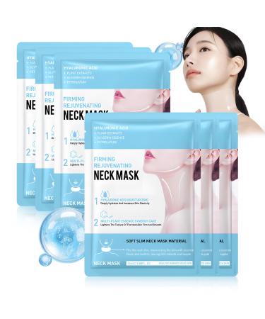 Masque Double Menton Masque pour le Cou Hydratant Patch Anti Rides Visage Cou Contient Acide Hyaluronique Hydrate et Raffermit le Cou R duire les Rides du Cou 6 Pi ces
