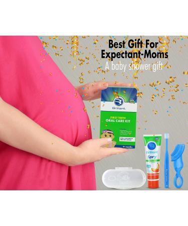 First Teeth Oral Care Kit by Brilliant Oral Care | Baby's 1st Teether-Brush & Toothbrush with 2oz Xylitol Tooth Gel | For Infants 4 Months+ | Blue - Buy Online on GoSupps.com